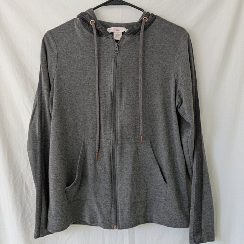 Adrienne Vittadini Sport Zip-Up Gray Hoodie, Size Medium